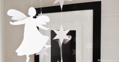 Christmas decoration, do it yourself, paper, angel, clouds, stars